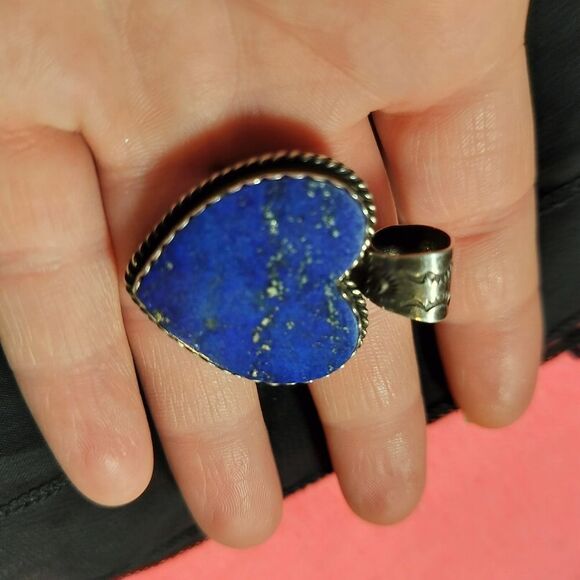 Joan Slifka lapis luzili sterling pin/pendant brooch - Picture 4 of 11